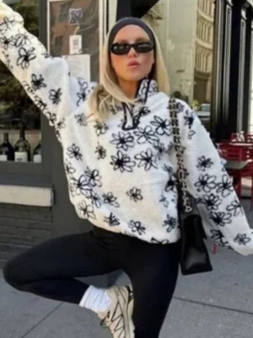 Parke Cozy Floral Fleece Sherpa Pullover Sweater